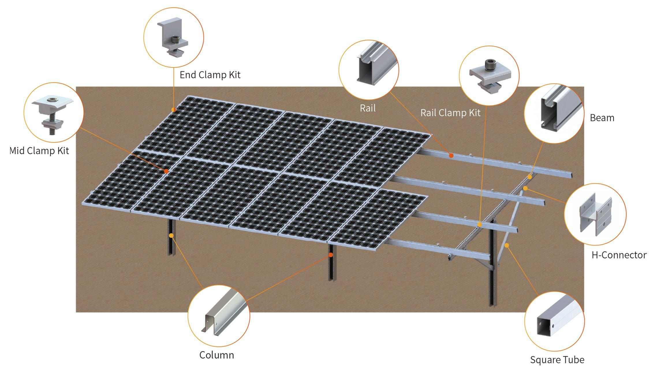 Exploded View: HDG Steel Piles + AL6005-T5 Arms
