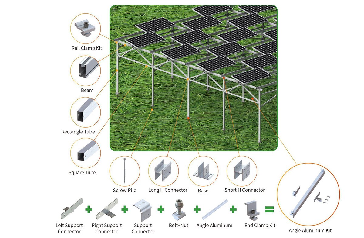 Exploded View: HDG Steel Piles + AL6005-T5 Arms