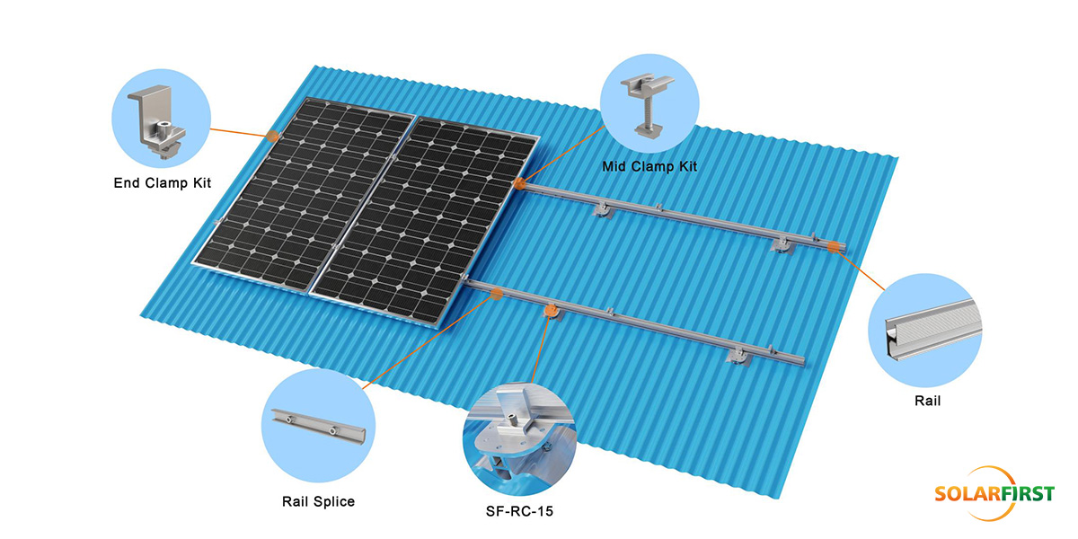 Exploded View: Wave-Groove Clamp + AL6005-T5 Rail + SUS304 Hardware