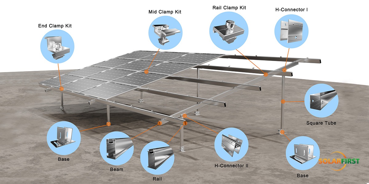 Utility-Scale Solution: 100MW+ Solar Park Installation with Concrete Foundations #ground mounted PV structure with pre-assembly